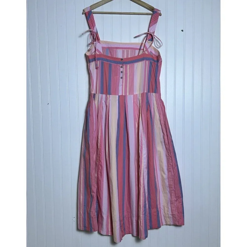 Free People Primavera Stripe Midi Dress Multicolor Size L Casual Travel Cotton - Picture 6 of 6